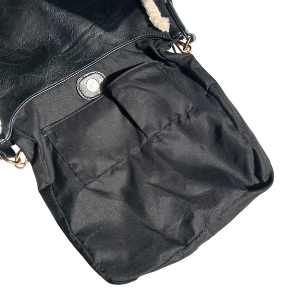 Ah-Dorned Sherpa Trim Vegan Leather Crossbody Shoulder Bag - Picture 9 of 12